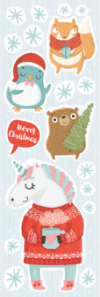 Muur- / Raamsticker Kerst Unicorns