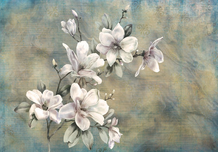 Witte Magnolia Behang (verschillende afmetingen)