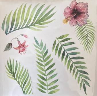 Tropische Bladeren - Bloemen - Kolibrie - Raamsticker - Deursticker - Muursticker