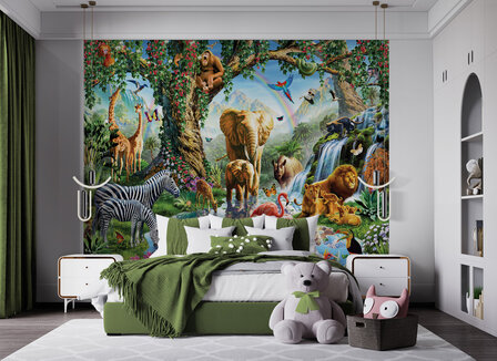 Walltastic &ndash; Jungle Safari Dieren &ndash; Waterval - Posterbehang 