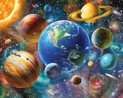 Walltastic &ndash; Ruimte Zonnestelsel Planeten Posterbehang