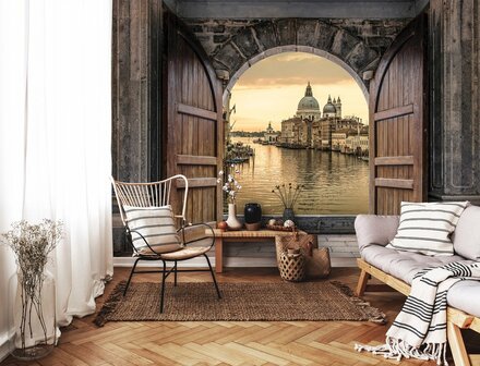 Uitzicht op Venetië - 3D effect  - Fotobehang