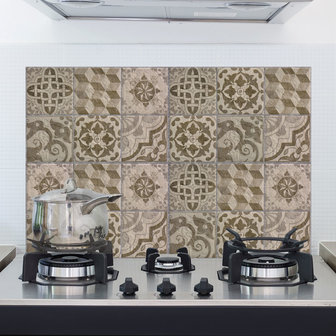Keuken Achterwand Sticker Azulejos (beige) (47 x 65 cm)