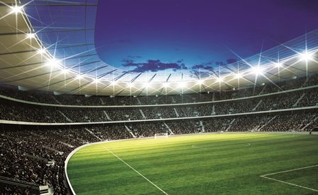 Voetbal Stadion Rond behang L - Vliesbehang - 152 x 104 cm