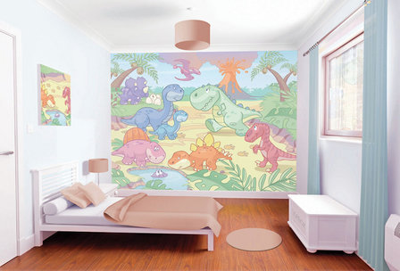 Dinosaurus baby behang XXL - 305 x 244 cm