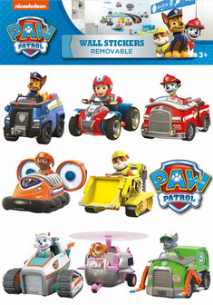 Muursticker Paw Patrol Auto&#039;s (groot)