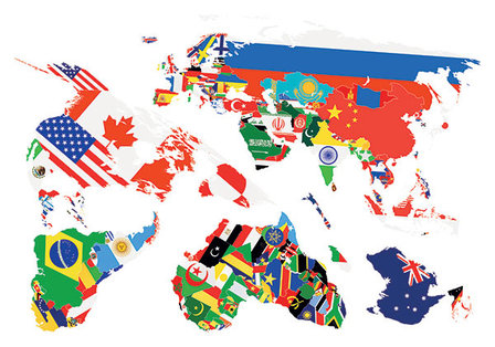 Wereldkaart Muursticker Vlaggen 
