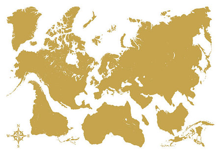 Wereldkaart Muursticker Goud 