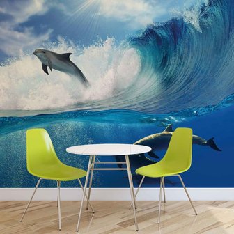 Dolfijnen in de Zee behang XXXL - 368 x 254 cm