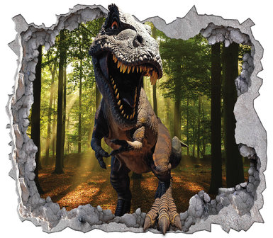 Dinosaurus T-Rex in het bos - VLIES - behang XXXL (368 x 254 cm)