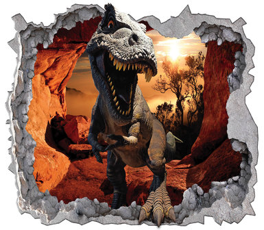 Dinosaurus T-Rex behang XXXL (rood) (368 x 354 cm)