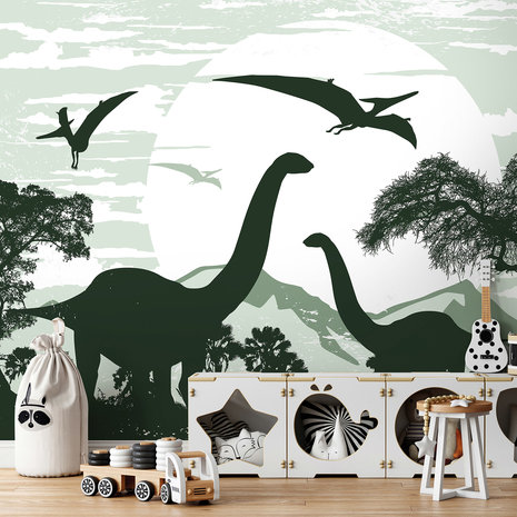 Dinosaurus Brontosaurus behang XXXL (368 x 254 cm) - PAPIER - Leverbaar 4-6 dagen