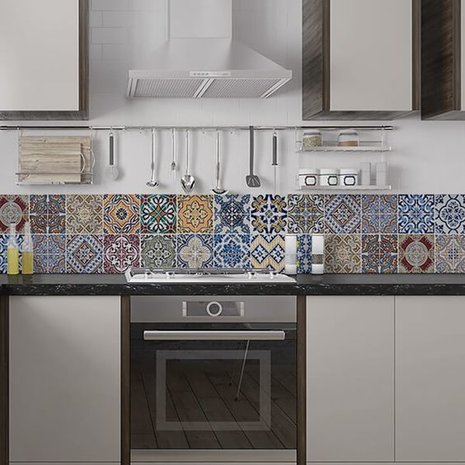 Keuken Achterwand Azulejos Sticker (diverse kleuren) - 180 x 45 cm