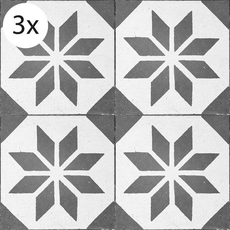 Vloertegel (stickers) - Zwart Motief - 40 x 40 cm (3x)