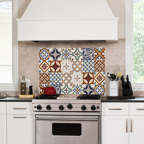 Keuken Achterwand Sticker Azulejos – Rood - 65 x 47 cm