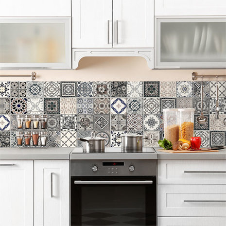 Keuken Achterwand Sticker Azulejos Vintage - 180 x 45 cm