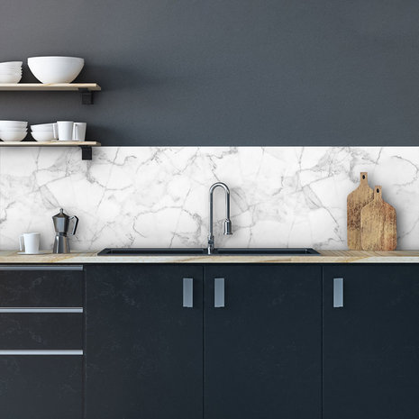 Keuken Achterwand Sticker Marmer Wit - 180 x 45 cm
