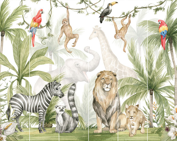 Walltastic Jungle Safari Afrika Posterbehang Fotobehang – Kinderbehang – XXL (305 x 244 cm) – 6 Panelen