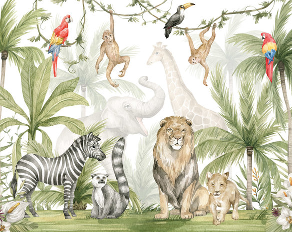 Walltastic Jungle Safari Afrika Posterbehang Fotobehang – Kinderbehang – XXL (305 x 244 cm) – 6 Panelen