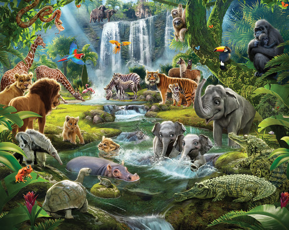 Walltastic – Jungle Safari Dieren Posterbehang – Kinderbehang