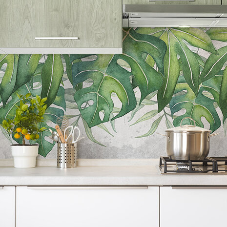 Keukenwand Sticker Tropische Bladeren Big XL - (240 x 60 cm)