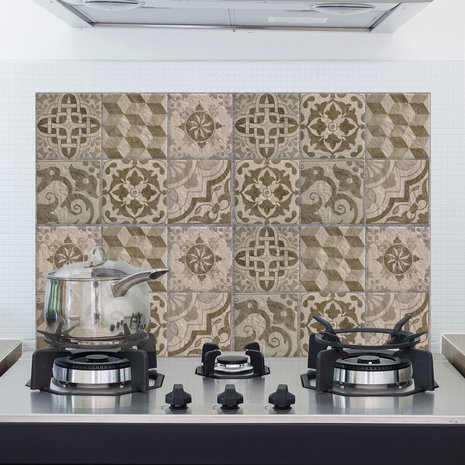 Keuken Achterwand Sticker Azulejos (beige) (47 x 65 cm)
