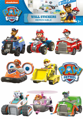 Muursticker Paw Patrol Auto's (groot)