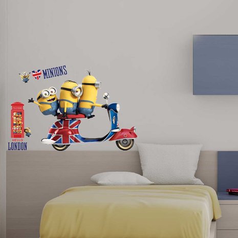 Muursticker Minions Vespa