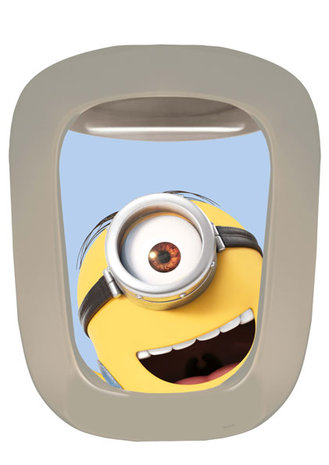 Muursticker Minions Vliegtuigraampjes