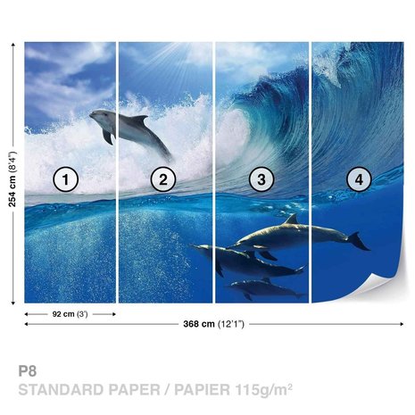 Dolfijnen in de Zee behang XXXL - 368 x 254 cm
