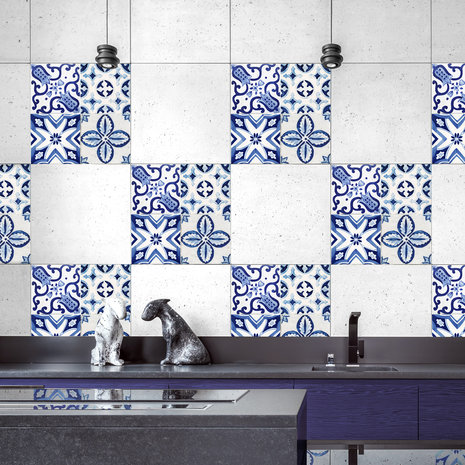Tegel Wandsticker Delfts Blauw - 20 x 20 cm - 3 stuks
