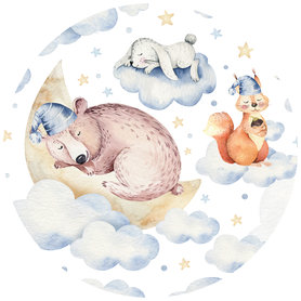 Muurcirkel Beer, Haas en Eekhoorn – Muursticker & Behangcirkel