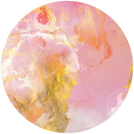 Muurcirkel Marmer - Roze Oranje – Muursticker & Behangcirkel