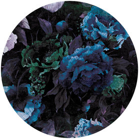 Muurcirkel Bloemen Stilleven Blauw – Muursticker & Behangcirkel