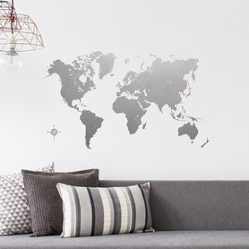 Wereldkaart Muursticker Zilver 