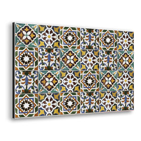 Metaal - Spatscherm XL Paneel Keuken - Aluminium Metaal - Tegel Mozaiek  Azulejos (diverse kleuren) - 72 x 48 cm (LxB)