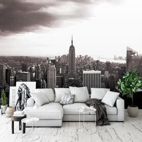 Fotobehang - New York Stad - Empire State Building - zwart/wit -  Vliesbehang - levering binnen circa 6 dagen 