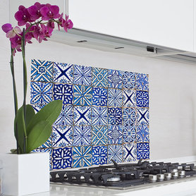 Keuken Achterwand Sticker Azulejos (blauw) (47 x 65 cm)