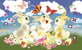 Konijnen behang - (verschillende afmetingen)